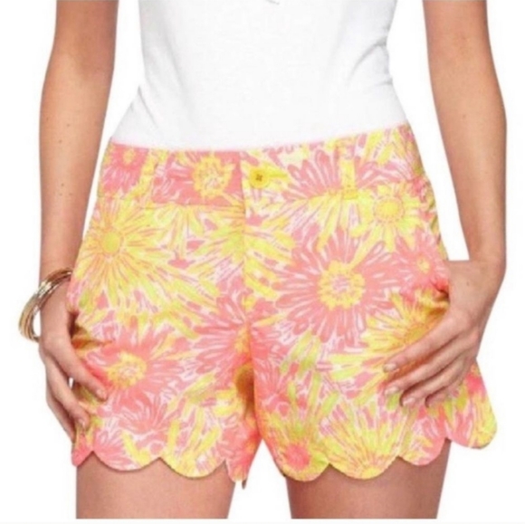 Lilly Pulitzer Sunkissed Yellow Orange Sunkissed Print Buttercup Shorts Size 2 - Picture 1 of 14